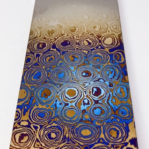 Mokume Titanium plate, Tidamascus plate, pattern Titanium, Raindrop 3alloys. 3.5mm thickness
