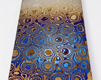 Mokume Titanium plate, Tidamascus plate, pattern Titanium, Raindrop 3alloys. 3.5mm thickness