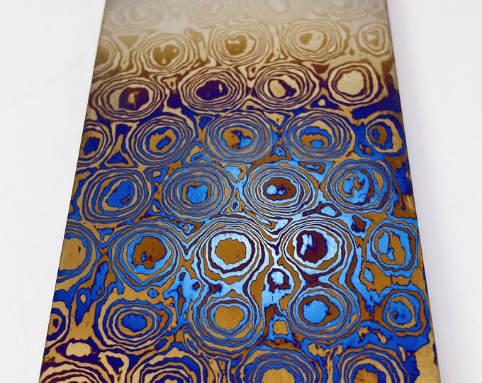 Mokume Titanium plate, Tidamascus plate, pattern Titanium, Raindrop 3alloys. 3.5mm thickness