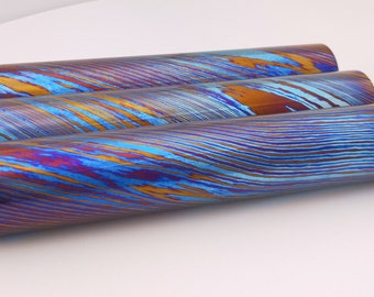 Mokume Titanium Rod, TiDamascus Rod, 3 Alloys, 1"(26mm), 1.1"(28mm), 1.2"(31mm) Diameter, For Damascus Rings, EDC Projects