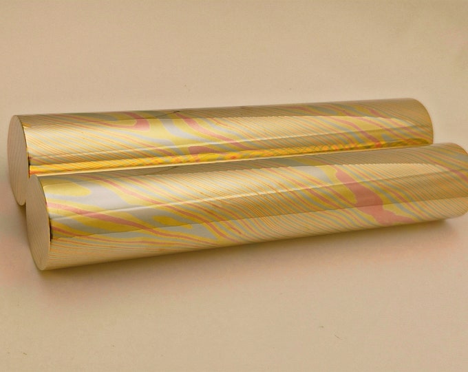 Mokume Gane Copper Round Rod – Twist Pattern, Three Alloys, for Wedding Ring Jewelry Making, Craft Material, 26mm/28mm/32mm Diameter