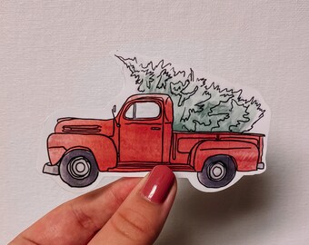 Christmas Tree Truck Sticker - Winter Stickers  -  Wrapping Paper - Christmas Tags - Truck