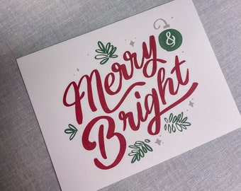 Merry and Bright Christmas Card -Christmas Card - Winter Stickers  -  Wrapping Paper - Christmas Tags