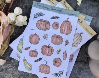 Pumpkin Sticker Sheet - Classic Pumpkins - Pastel Pumpkins - Fall Stickers - Fall Sticker Sheet - Fall Planner Stickers