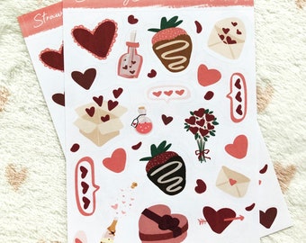 Valentine's Day Sticker Sheet - Valentine's Day Gift - Valentine's Stickers