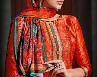 Indian Pakistani Silk Salwar Kameez with Fancy Embroidery work l Salwar Kameez Readymade l Indian Wedding wear l Ethnic Wear