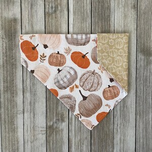 Pumpkin Reversible Dog Bandana, Over the collar, Plaid dog bandana, fall dog bandana, PSL dog, fall dog fashion, cozy autumn dog bandana