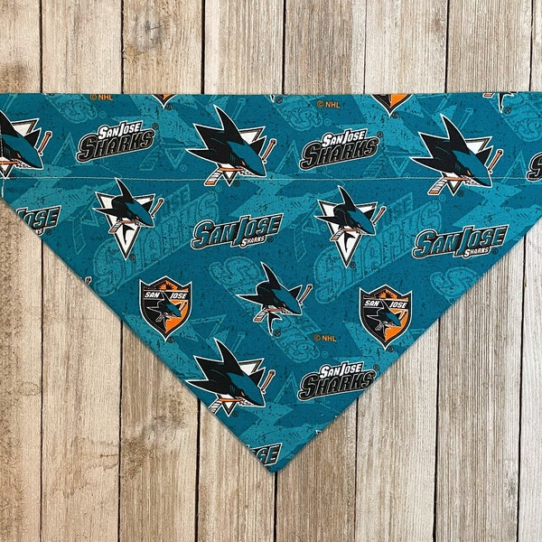 San Jose Sharks Dog Bandana Over the Collar, NHL Hockey, LSharks Fan, hockey fan, gifts for him, hockey dog, SJ sharkie, hockey season