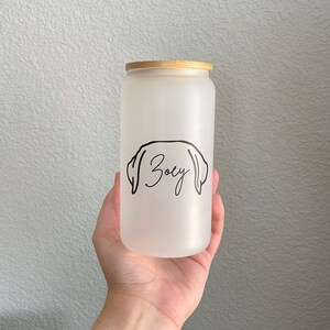 Personalized Dog Ear Glass, Custom Dog Glass, Dog Mom Gift, New Dog Gift, Dog Mom Glass, Dog Mom Cup, Dog Dad Cup, Iced Coffee Cup