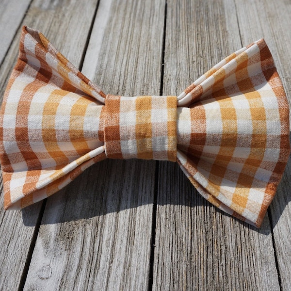 Plaid dog bowtie, fall, over the collar, collar attachment, thanksgiving, autumn, dog gift, dog mom, basket weave, gobble till you wobble