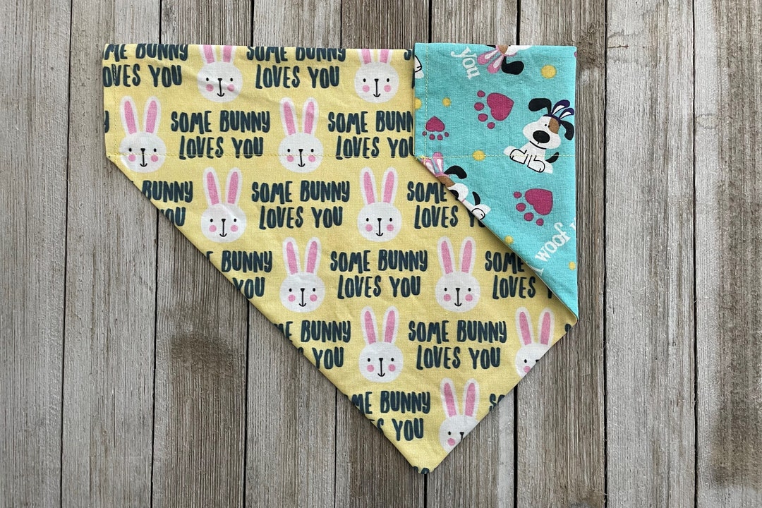 Some Bunny Loves You, Easter Dog Bandana Over the Collar, Reversible