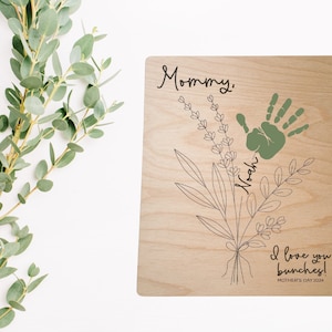 Mother’s day gift for mom personalized keepsake floral handprint sign DIY handprints, handprint bouquet, gifts for her grandma gift mom sign