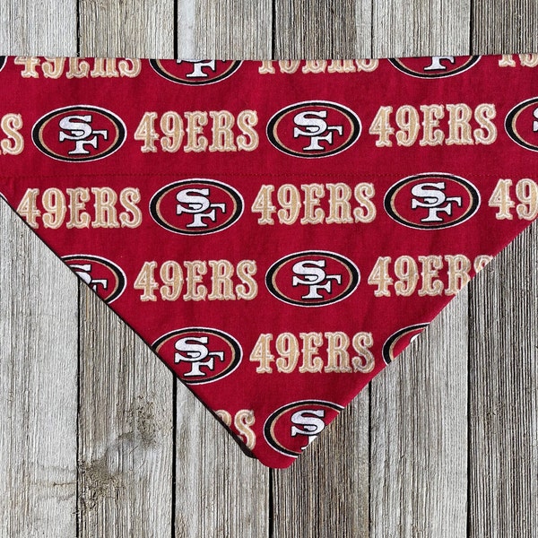 San Francisco 49ers Dog Bandana Over the Collar, football fan, sports fan, gifts for him, sports dog, Super Bowl, cotton