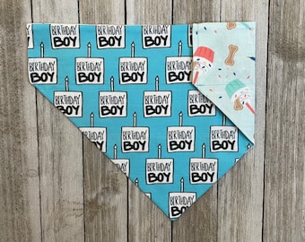 Birthday boy Reversible Dog Bandana, Over the collar, Dog cakes, Pupcakes, dog birthday