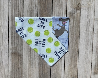Fetch Reversible Dog Bandana, Thrown the Damn Ball, Summer Dog Scarf, Ball is Life, Over the collar, Funny Dog Bandana