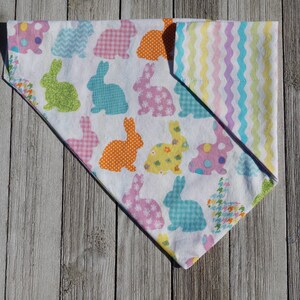 Easter Dog Bandana Over the Collar, Reversible Dog Bandana, Easter Bunny, Pastel bandana, dog gift, dog mom,