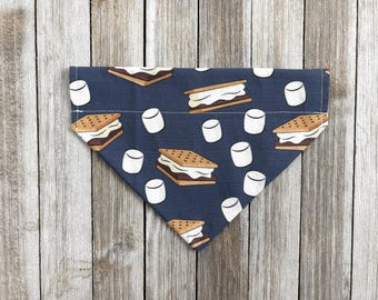 Smore's Reversible Dog Bandana, Camping bandana, Summer dog scarf, summer scout badge, over the collar, no slip