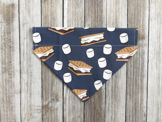 Smore's Reversible Dog Bandana, Camping bandana, Summer dog scarf, summer scout badge, over the collar, no slip