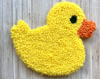 Punch Needle Duck Coaster: Handmade Rubber Duck Style Desk Decor