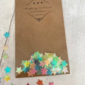 Small Iridescent Multicoloured Paper Stars, Scrapbooking Embellishments - 100 Pack