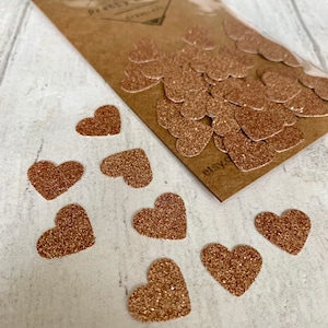 Rosegold Glitzerkarte Herz Verzierungen - 50er Pack
