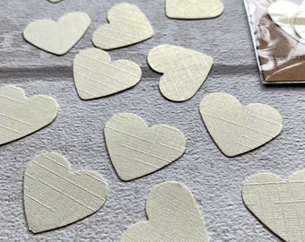 Large Ivory Linen Effect Card Heart Embellishments - 25