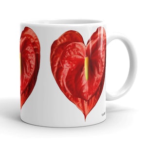 Vonflora  Anthurium Coffee Mug Anthurium Tea Cup Heart Mug Red Anthurium Flower Mug Anthurium Coffee Cup Mug with Flowers