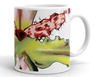 Caneca de café com orquídea sapatinho-de-vênus - Arte Vonflora Superflower