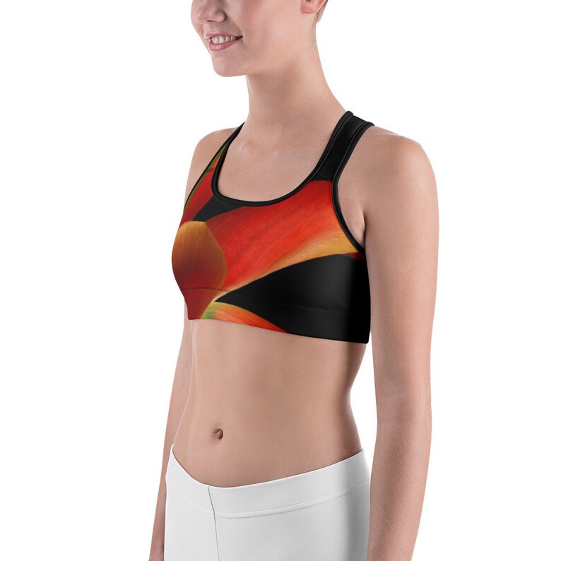 Vonflora Floral Sports Bra Unpadded Wireless Sports Bra Tulip Sports Bra Calla Lily Flower Sports Bra Gym Bra Fitness Bra Yoga Bra Tulip Bra