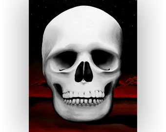 24 x 30 Skull Oil Painting on Canvas Skull Wall Art Skull Landscape