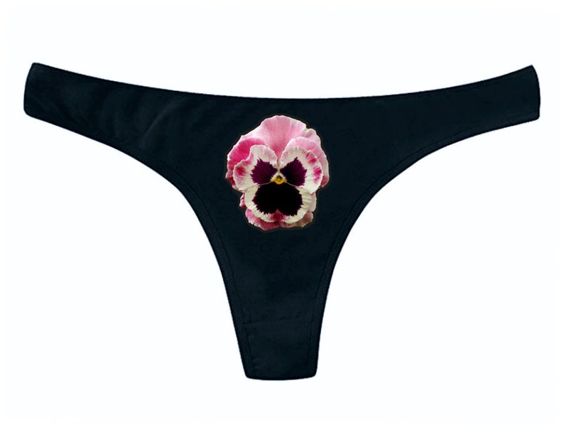 Black Thong Panties Pansy Panties Flower Panties Etsy
