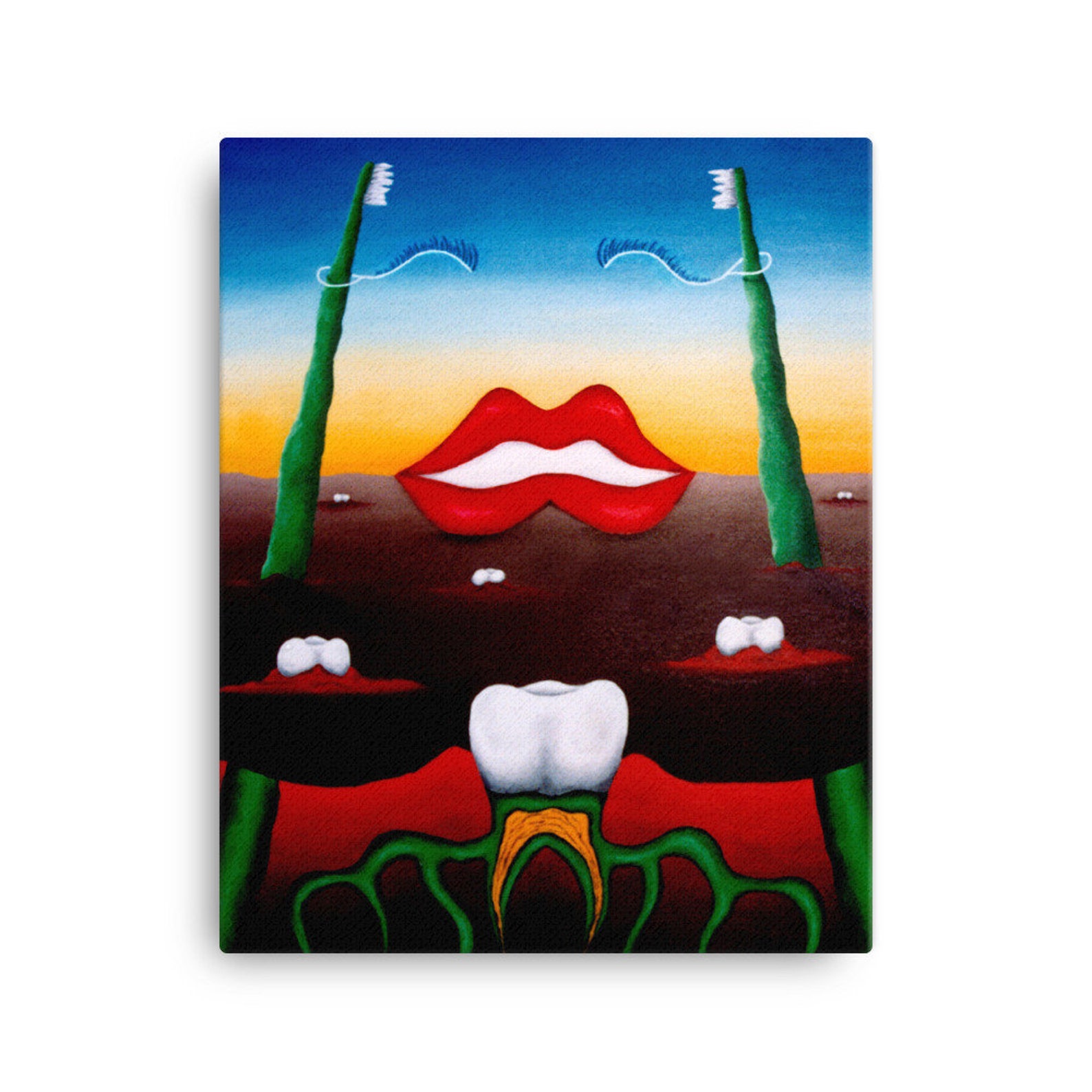 Dental Canvas Print Teeth Art Canvas Dentistry Wall Art Lips Art Teeth