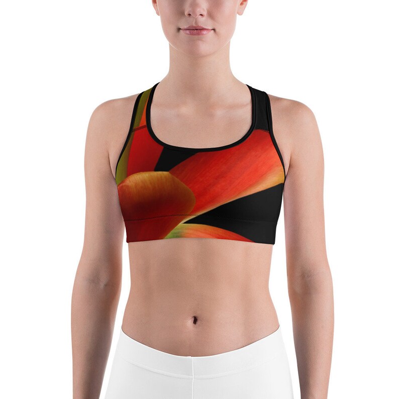 Vonflora Floral Sports Bra Unpadded Wireless Sports Bra Tulip Sports Bra Calla Lily Flower Sports Bra Gym Bra Fitness Bra Yoga Bra Tulip Bra