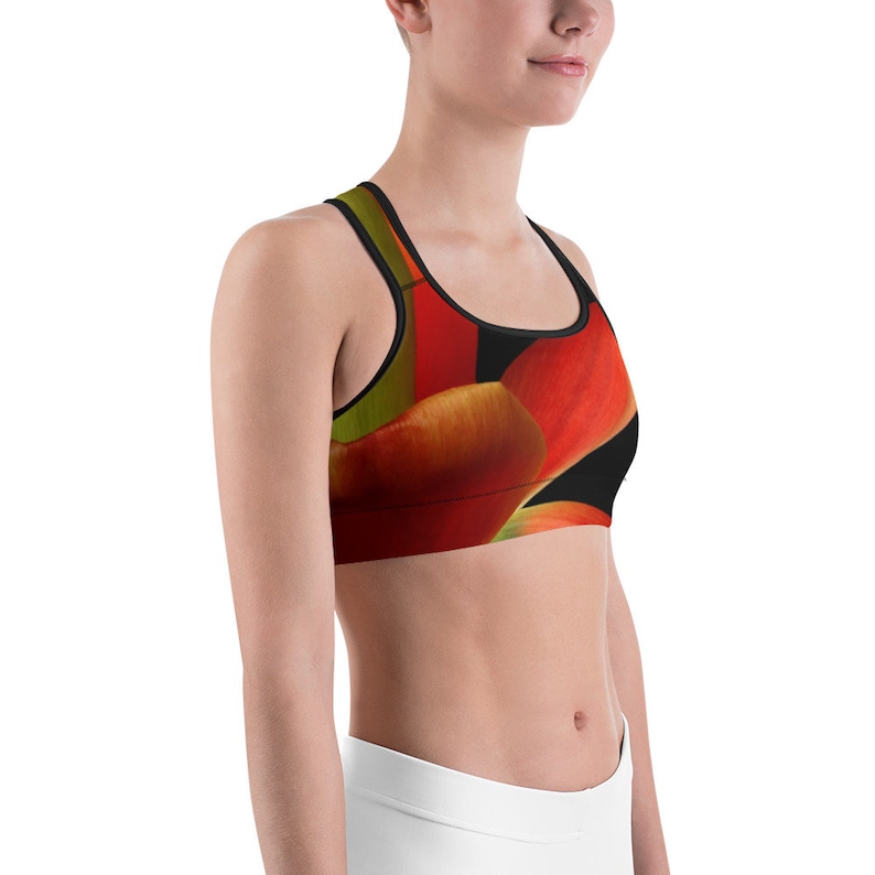 Vonflora Floral Sports Bra Unpadded Wireless Sports Bra Tulip Sports Bra Calla Lily Flower Sports Bra Gym Bra Fitness Bra Yoga Bra Tulip Bra