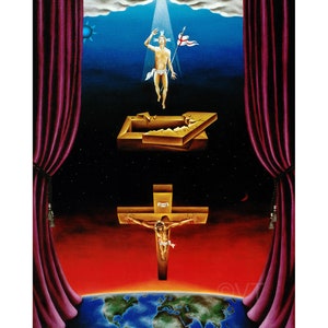 Instant Download Printable - Surreal Christian Jesus Crucifixion Resurrection Print Wall Art