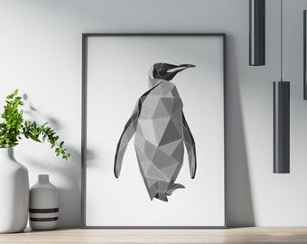 De Flightless Penguin Fine Art Print, Wall Home Decor, Poster, Artwork, Abstract, Verjaardag, Kerstcadeaus - Voor hem, haar, mannen, vrouwen