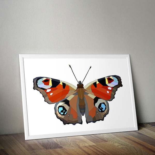 The Graceful Butterfly Abstract Art Print, British Butterfly Poster, Home Decor, Wall Art, Wildlife, Living Room, Bedroom, Birthday Gift