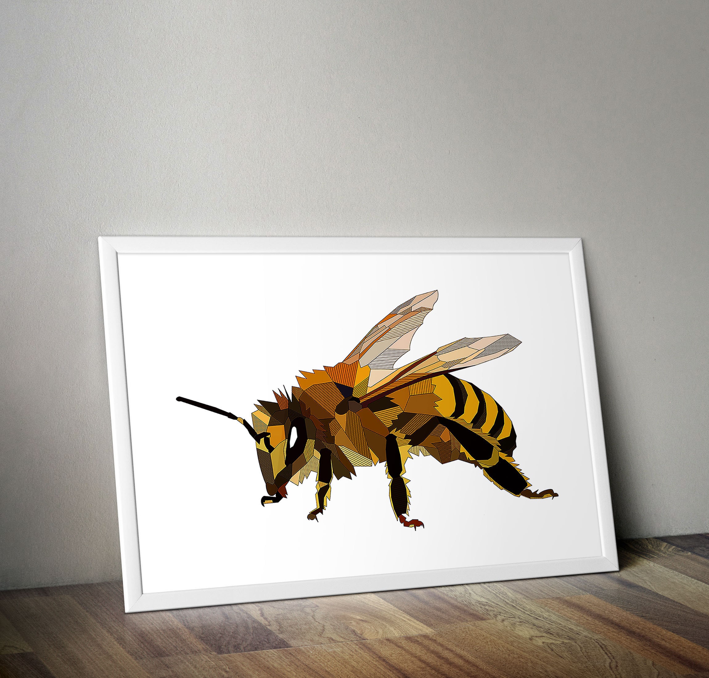 The Honey Bee Abstract Digital Art Print Bumblebee Wall pic