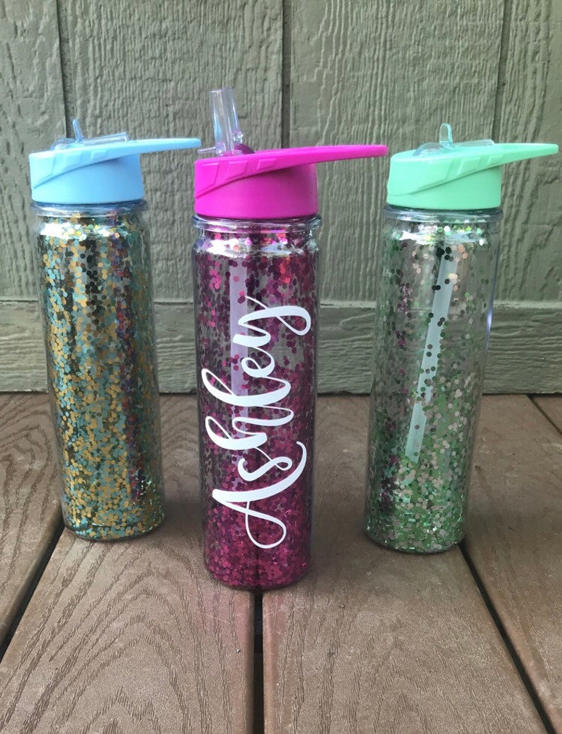 Loose glitter water bottle with straw/ glitter tumbler with Etsy