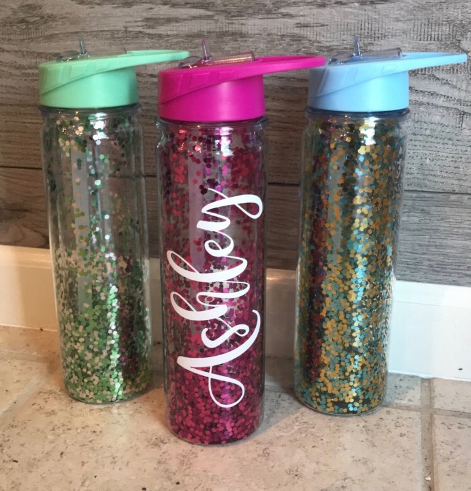 Loose glitter water bottle with straw/ glitter tumbler with Etsy