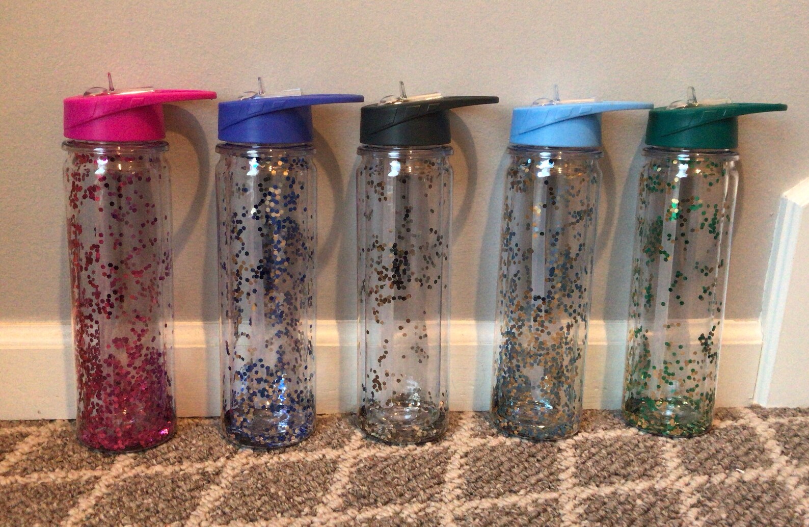 Loose glitter water bottle with straw/ glitter tumbler with Etsy