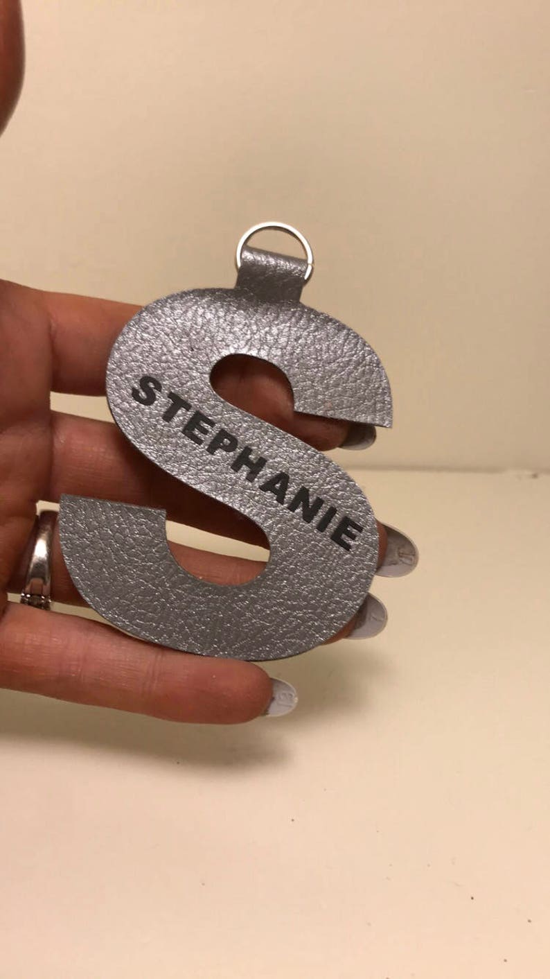 Personalized faux leather letter name keychains / custom Etsy