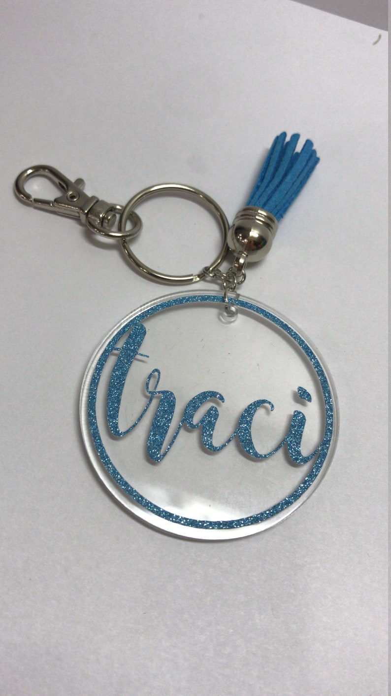Download Personalized Circle Acrylic Keychain with tassel ...