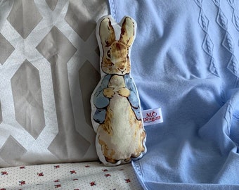 Beatrix Potter | Peter Rabbit | hand printed small cushion | Decorative character| Bedroom Décor | Nursery Décor | Birthday gift
