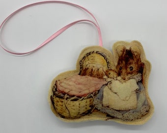 Hunca Munca with Babies in Cradle- Decoration- Beatrix Potter-Felt -Handmade