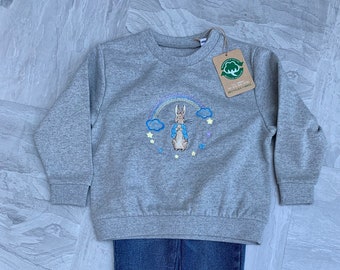 Peter Rabbit - Rainbows and showers - Embroidered -  Baby - Toddler - Sweatshirt - 3 colours - 7 sizes
