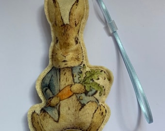 Peter Rabbit eating a carrot-Decoration- Beatrix Potter- Felt -Handmade NEW design