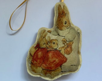 Mrs Rabbit, Flopsy, Mopsy and Cottontail -Decoration- Beatrix Potter- Felt -Handmade NEW design
