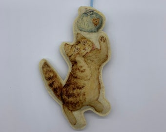 Miss Moppet Chasing a Mouse- Decoration- Beatrix Potter-Felt -Handmade