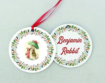 Beatrix Potter Christmas decoration Benjamin Bunny rabbit large 8x8cm